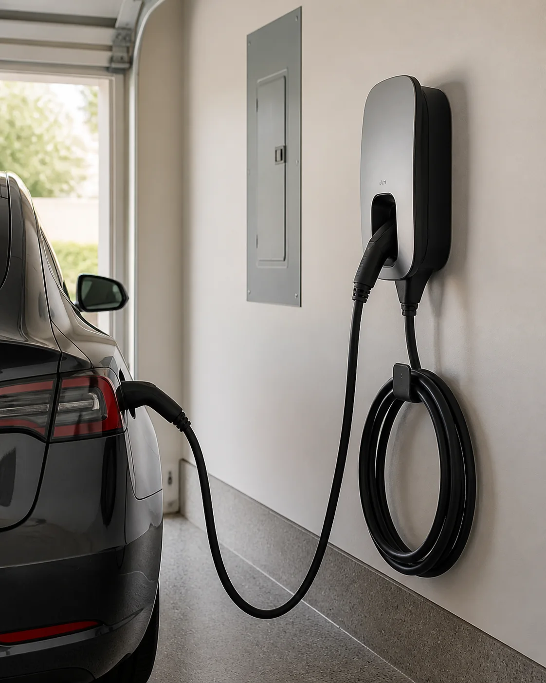 Electric vehicle charging at a home or garage charger